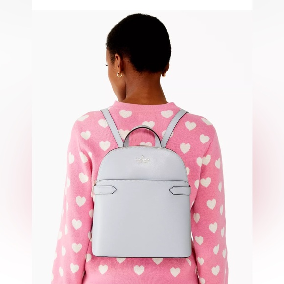 New Kate Spade Staci Saffiano Leather Dome Backpack Pale Sapphirine - Picture 2 of 5